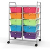image:imageGiantex 10 Drawers Rolling Cart Classroom Organizers Storage Cart with Wheels for Teacher Office Home School Supplies Tool Craft Art Paper Green GradientMulticolor