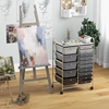 image:imageGiantex 10 Drawers Rolling Cart Classroom Organizers Storage Cart with Wheels for Teacher Office Home School Supplies Tool Craft Art Paper Green GradientBlack Gradient