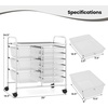 image:imageGiantex 10 Drawers Rolling Cart Classroom Organizers Storage Cart with Wheels for Teacher Office Home School Supplies Tool Craft Art Paper Green GradientClear