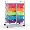 image:imageGiantex 10 Drawers Rolling Cart Classroom Organizers Storage Cart with Wheels for Teacher Office Home School Supplies Tool Craft Art Paper Green GradientMulticolor