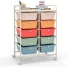 image:imageGiantex 10 Drawers Rolling Cart Classroom Organizers Storage Cart with Wheels for Teacher Office Home School Supplies Tool Craft Art Paper Green GradientMacaron Multicolor