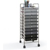 image:imageGiantex 10 Drawers Rolling Cart Classroom Organizers Storage Cart with Wheels for Teacher Office Home School Supplies Tool Craft Art Paper Green GradientBlack Gradient