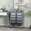 image:imageGiantex 10 Drawers Rolling Cart Classroom Organizers Storage Cart with Wheels for Teacher Office Home School Supplies Tool Craft Art Paper Green GradientBlack Gradient