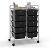 image:imageGiantex 10 Drawers Rolling Cart Classroom Organizers Storage Cart with Wheels for Teacher Office Home School Supplies Tool Craft Art Paper Green GradientBlack