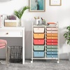 image:imageGiantex 10 Drawers Rolling Cart Classroom Organizers Storage Cart with Wheels for Teacher Office Home School Supplies Tool Craft Art Paper Green GradientMacaron Multicolor