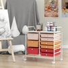 image:imageGiantex 10 Drawers Rolling Cart Classroom Organizers Storage Cart with Wheels for Teacher Office Home School Supplies Tool Craft Art Paper Green GradientMacaron Multicolor