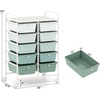 image:imageGiantex 10 Drawers Rolling Cart Classroom Organizers Storage Cart with Wheels for Teacher Office Home School Supplies Tool Craft Art Paper Green GradientGreen Gradient