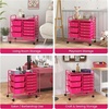 image:imageGiantex 10 Drawers Rolling Cart Classroom Organizers Storage Cart with Wheels for Teacher Office Home School Supplies Tool Craft Art Paper Green GradientHot Pink
