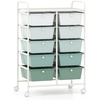 image:imageGiantex 10 Drawers Rolling Cart Classroom Organizers Storage Cart with Wheels for Teacher Office Home School Supplies Tool Craft Art Paper Green GradientGreen Gradient