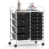 image:imageGiantex 10 Drawers Rolling Cart Classroom Organizers Storage Cart with Wheels for Teacher Office Home School Supplies Tool Craft Art Paper Green GradientBlack