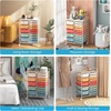 image:imageGiantex 10 Drawers Rolling Cart Classroom Organizers Storage Cart with Wheels for Teacher Office Home School Supplies Tool Craft Art Paper Green GradientMacaron Multicolor