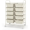 image:imageGiantex 10 Drawers Rolling Cart Classroom Organizers Storage Cart with Wheels for Teacher Office Home School Supplies Tool Craft Art Paper Green GradientIvory