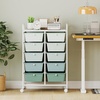 image:imageGiantex 10 Drawers Rolling Cart Classroom Organizers Storage Cart with Wheels for Teacher Office Home School Supplies Tool Craft Art Paper Green GradientGreen Gradient