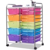 image:imageGiantex 10 Drawers Rolling Cart Classroom Organizers Storage Cart with Wheels for Teacher Office Home School Supplies Tool Craft Art Paper Green GradientMulticolor