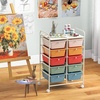 image:imageGiantex 10 Drawers Rolling Cart Classroom Organizers Storage Cart with Wheels for Teacher Office Home School Supplies Tool Craft Art Paper Green GradientMacaron Multicolor