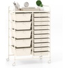 image:imageGiantex 10 Drawers Rolling Cart Classroom Organizers Storage Cart with Wheels for Teacher Office Home School Supplies Tool Craft Art Paper Green GradientIvory