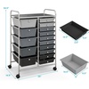 image:imageGiantex 10 Drawers Rolling Cart Classroom Organizers Storage Cart with Wheels for Teacher Office Home School Supplies Tool Craft Art Paper Green GradientBlack Gradient