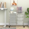 image:imageGiantex 10 Drawers Rolling Cart Classroom Organizers Storage Cart with Wheels for Teacher Office Home School Supplies Tool Craft Art Paper Green GradientClear