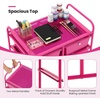 image:imageGiantex 10 Drawers Rolling Cart Classroom Organizers Storage Cart with Wheels for Teacher Office Home School Supplies Tool Craft Art Paper Green GradientHot Pink