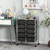 image:imageGiantex 10 Drawers Rolling Cart Classroom Organizers Storage Cart with Wheels for Teacher Office Home School Supplies Tool Craft Art Paper Green GradientBlack