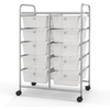 image:imageGiantex 10 Drawers Rolling Cart Classroom Organizers Storage Cart with Wheels for Teacher Office Home School Supplies Tool Craft Art Paper Green GradientClear