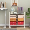 image:imageGiantex 10 Drawers Rolling Cart Classroom Organizers Storage Cart with Wheels for Teacher Office Home School Supplies Tool Craft Art Paper Green GradientMacaron Multicolor