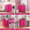 image:imageGiantex 10 Drawers Rolling Cart Classroom Organizers Storage Cart with Wheels for Teacher Office Home School Supplies Tool Craft Art Paper Green GradientHot Pink