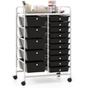 image:imageGiantex 10 Drawers Rolling Cart Classroom Organizers Storage Cart with Wheels for Teacher Office Home School Supplies Tool Craft Art Paper Green GradientBlack