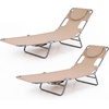 image:imageGIANTEX Tanning Chair with Face Hole Folding Beach Lounge Chair w 5Position Adjustable Backrest Storage Pocket Removable Cushion Outdoor Sunbathing Chair for Pool Camping 1OrangeSand