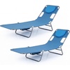 image:imageGIANTEX Tanning Chair with Face Hole Folding Beach Lounge Chair w 5Position Adjustable Backrest Storage Pocket Removable Cushion Outdoor Sunbathing Chair for Pool Camping 1OrangeBlue
