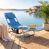 image:imageGIANTEX Tanning Chair with Face Hole Folding Beach Lounge Chair w 5Position Adjustable Backrest Storage Pocket Removable Cushion Outdoor Sunbathing Chair for Pool Camping 1OrangeBlue
