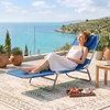 image:imageGIANTEX Tanning Chair with Face Hole Folding Beach Lounge Chair w 5Position Adjustable Backrest Storage Pocket Removable Cushion Outdoor Sunbathing Chair for Pool Camping 1OrangeBlue