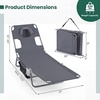 image:imageGIANTEX Tanning Chair with Face Hole Folding Beach Lounge Chair w 5Position Adjustable Backrest Storage Pocket Removable Cushion Outdoor Sunbathing Chair for Pool Camping 1OrangeGrey