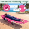 image:imageGIANTEX Tanning Chair with Face Hole Folding Beach Lounge Chair w 5Position Adjustable Backrest Storage Pocket Removable Cushion Outdoor Sunbathing Chair for Pool Camping 1OrangePink