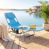 image:imageGIANTEX Tanning Chair with Face Hole Folding Beach Lounge Chair w 5Position Adjustable Backrest Storage Pocket Removable Cushion Outdoor Sunbathing Chair for Pool Camping 1OrangeTurquoise