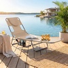 image:imageGIANTEX Tanning Chair with Face Hole Folding Beach Lounge Chair w 5Position Adjustable Backrest Storage Pocket Removable Cushion Outdoor Sunbathing Chair for Pool Camping 1OrangeSand
