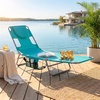 image:imageGIANTEX Tanning Chair with Face Hole Folding Beach Lounge Chair w 5Position Adjustable Backrest Storage Pocket Removable Cushion Outdoor Sunbathing Chair for Pool Camping 1OrangeMint Green