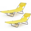 image:imageGIANTEX Tanning Chair with Face Hole Folding Beach Lounge Chair w 5Position Adjustable Backrest Storage Pocket Removable Cushion Outdoor Sunbathing Chair for Pool Camping 1OrangeYellow
