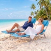 image:imageGIANTEX Tanning Chair with Face Hole Folding Beach Lounge Chair w 5Position Adjustable Backrest Storage Pocket Removable Cushion Outdoor Sunbathing Chair for Pool Camping 1OrangeTurquoise