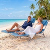 image:imageGIANTEX Tanning Chair with Face Hole Folding Beach Lounge Chair w 5Position Adjustable Backrest Storage Pocket Removable Cushion Outdoor Sunbathing Chair for Pool Camping 1OrangeBlue