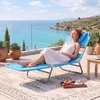 image:imageGIANTEX Tanning Chair with Face Hole Folding Beach Lounge Chair w 5Position Adjustable Backrest Storage Pocket Removable Cushion Outdoor Sunbathing Chair for Pool Camping 1OrangeTurquoise