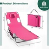 image:imageGIANTEX Tanning Chair with Face Hole Folding Beach Lounge Chair w 5Position Adjustable Backrest Storage Pocket Removable Cushion Outdoor Sunbathing Chair for Pool Camping 1OrangePink