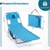 image:imageGIANTEX Tanning Chair with Face Hole Folding Beach Lounge Chair w 5Position Adjustable Backrest Storage Pocket Removable Cushion Outdoor Sunbathing Chair for Pool Camping 1OrangeTurquoise