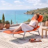 image:imageGIANTEX Tanning Chair with Face Hole Folding Beach Lounge Chair w 5Position Adjustable Backrest Storage Pocket Removable Cushion Outdoor Sunbathing Chair for Pool Camping 1OrangeOrange