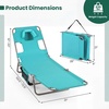 image:imageGIANTEX Tanning Chair with Face Hole Folding Beach Lounge Chair w 5Position Adjustable Backrest Storage Pocket Removable Cushion Outdoor Sunbathing Chair for Pool Camping 1OrangeMint Green