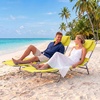 image:imageGIANTEX Tanning Chair with Face Hole Folding Beach Lounge Chair w 5Position Adjustable Backrest Storage Pocket Removable Cushion Outdoor Sunbathing Chair for Pool Camping 1OrangeYellow