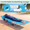 image:imageGIANTEX Tanning Chair with Face Hole Folding Beach Lounge Chair w 5Position Adjustable Backrest Storage Pocket Removable Cushion Outdoor Sunbathing Chair for Pool Camping 1OrangeTurquoise