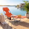 image:imageGIANTEX Tanning Chair with Face Hole Folding Beach Lounge Chair w 5Position Adjustable Backrest Storage Pocket Removable Cushion Outdoor Sunbathing Chair for Pool Camping 1OrangeOrange