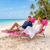 image:imageGIANTEX Tanning Chair with Face Hole Folding Beach Lounge Chair w 5Position Adjustable Backrest Storage Pocket Removable Cushion Outdoor Sunbathing Chair for Pool Camping 1OrangePink