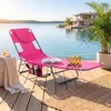 image:imageGIANTEX Tanning Chair with Face Hole Folding Beach Lounge Chair w 5Position Adjustable Backrest Storage Pocket Removable Cushion Outdoor Sunbathing Chair for Pool Camping 1OrangePink